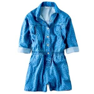 AEO American Eagle DENIM FLORAL ROMPER LARGE